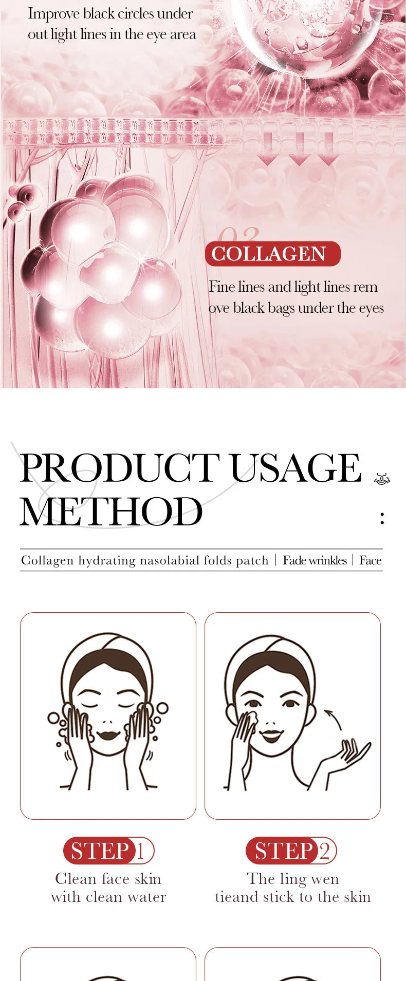 10pcs SADOER Hyaluronic Acid Collagen Face Mask For Forehead Eyes Cheek Moisturizing Firming Hydrating Facial Patches Skin Care