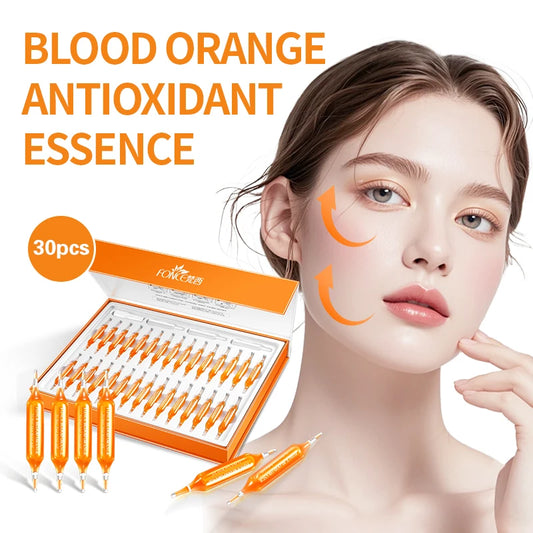 30pcs FONCE Blood Orange Essence, rich in vitamin c, can firm and nourish the skin. Antioxidant and moisturizing skin care set
