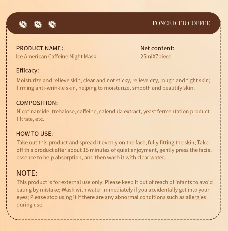 FONCE Iced Americano Face Mask  - Instant Refresh & Hydration (Perfect for Summer)