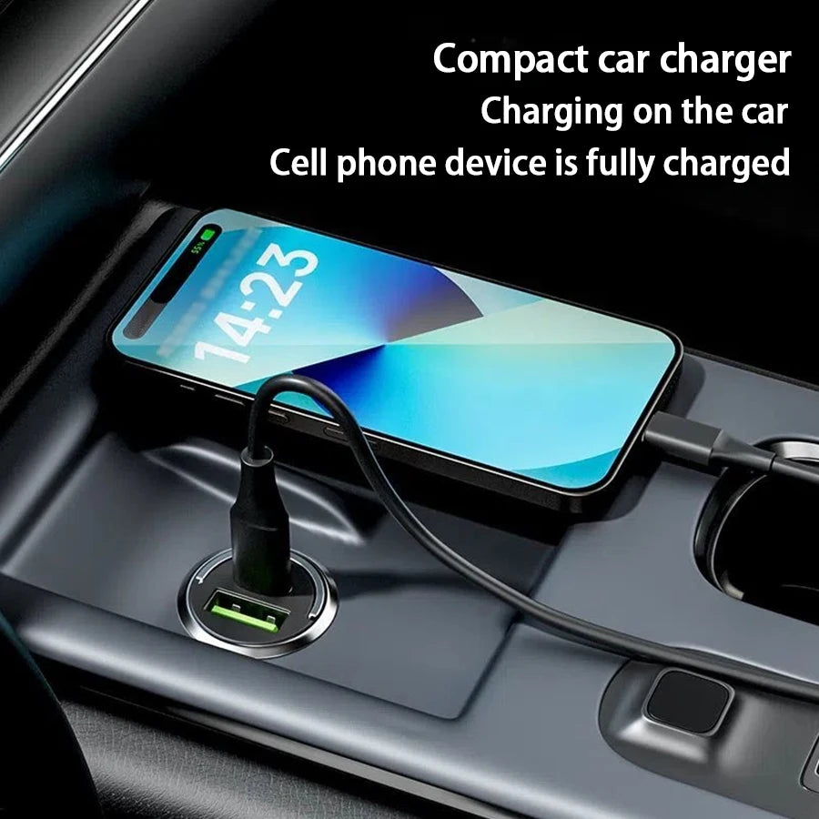 Hidden Mini Car Charger Pull Ring USB+TYPE C Fast Charger Is Suitable For a Variety Of Mobile Phone Devices