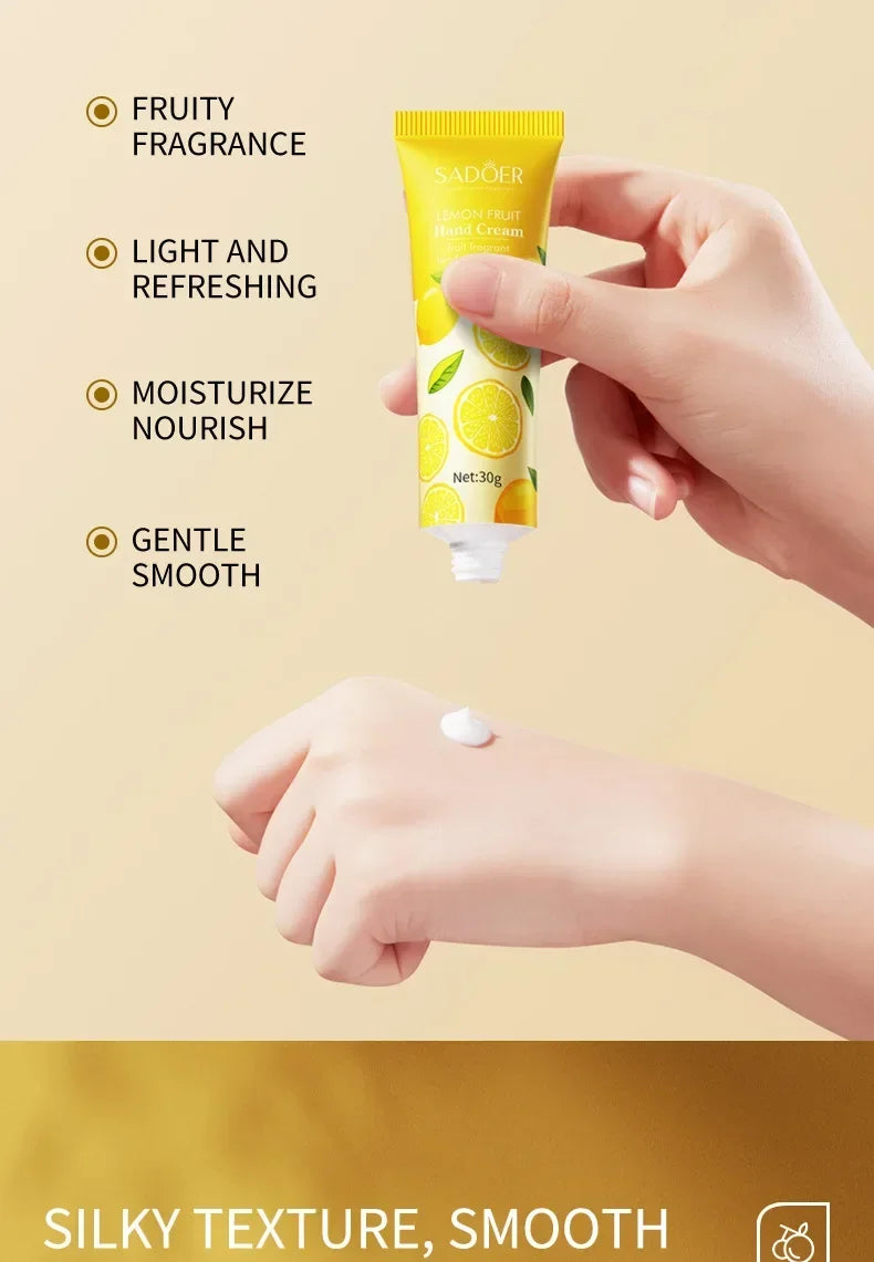 5Pcs/set SADOER Fruit Plant Fragrance Hand Cream Sets Moisturizing Repair Anti Dry Hand Lotion Sets Hands Skin Care Products