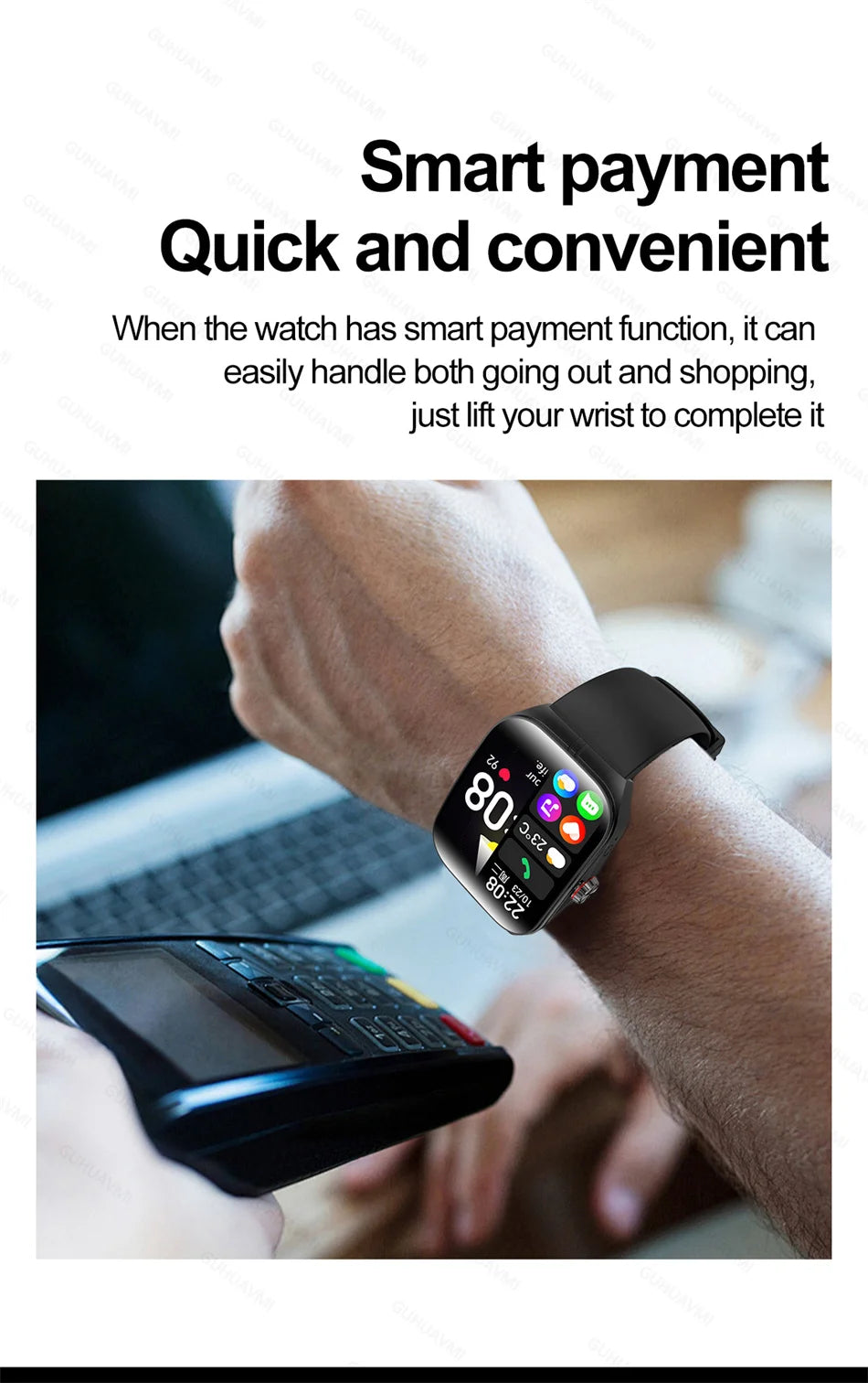 Smartwatch Men Women NFC AMOLED Screen Always Show Time Clock  Bluetooth Call IP68 Waterproof Smart Watch Sport Fitness Bracelet