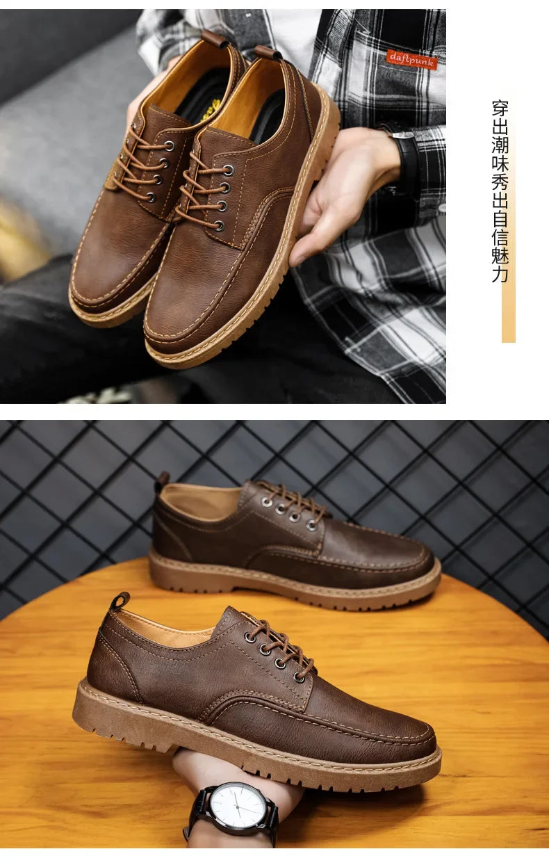 British Style Men Casual Shoes Quality Comfortable Men Leather Shoes Soft Wear-resistant Male Social Dress Shoe Chaussure Hommes