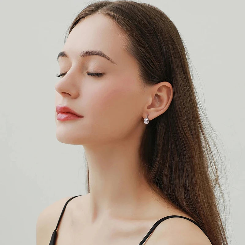 Lnngy Certified 925 Sterling Silver Stud Earring for Women Sparkling Round Cut 8MM 2CT Moissanite Earrings Fashion Jewelry Gift