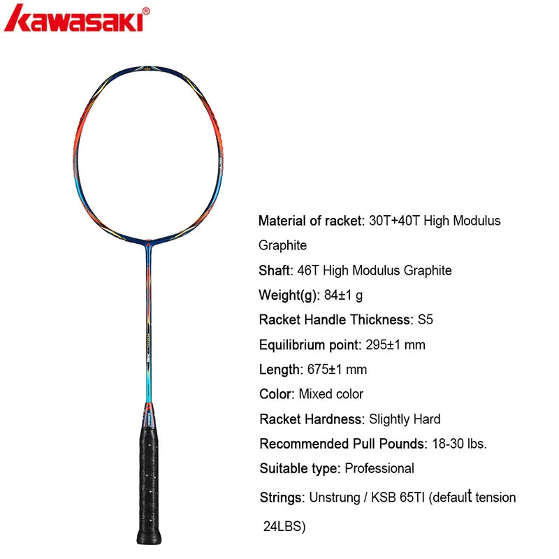 Kawasaki KING K9 4U Badminton Racket Professional T-Join Power All-around Speed&Attack Kawasaki Badminton Racket