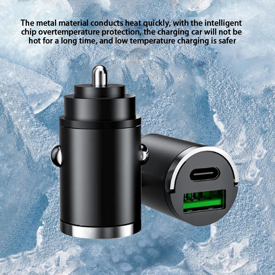 Hidden Mini Car Charger Pull Ring USB+TYPE C Fast Charger Is Suitable For a Variety Of Mobile Phone Devices