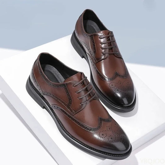 2025 New Handcrafted Mens Oxford Shoes Business Formal Classic Shoes Man Genuine Calfskin Leather Brogue Dress Shoes Homme