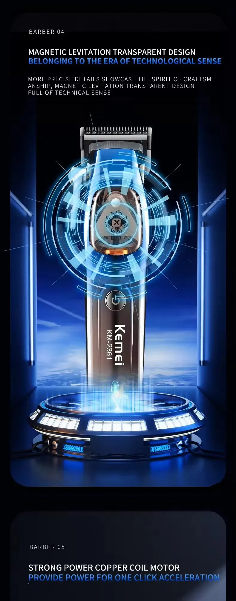 Kemei Trimmer Professional Hair Clipper Adjustable With Charging Base Haircut Machine 10000 RPM Trimer for Men KM-2361