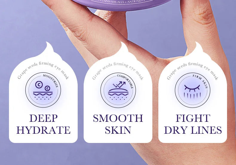 60pcs SADOER Grape Eye Mask Anti Dark Circles Removal Eyes Bags Moisturizing Firming Eye Patches Eyes Skin Care Products