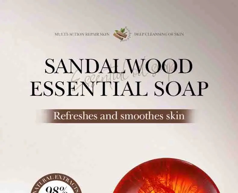SADOER Sandalwood Essential Oil Facial Soap Face Wash Foam Facial Cleanser Moisturizing Cleaning Body Universal Handmade Soap