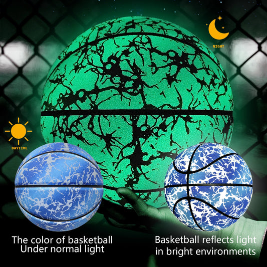 Night Use Composite Leather Luminous Size 5 6 7 Basketball For Boys&Girls-Night Ball Game,Glow In The Dark,In&Outdoor Training