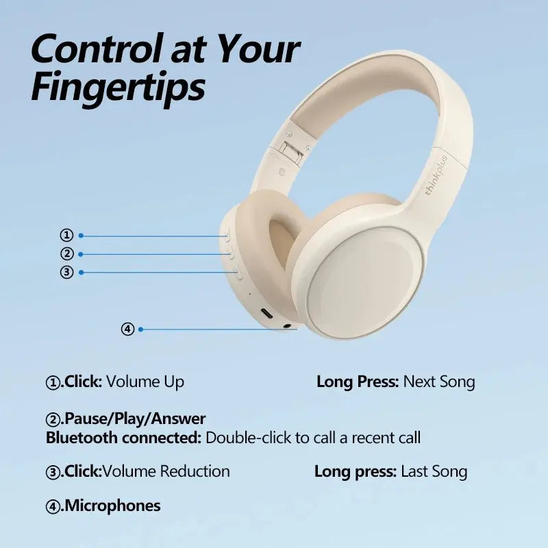 Choice Lenovo TH30 Wireless Bluetooth 5.3 Headphone Sport With Mic Music Headset Foldable Low Latency Gaming Earphone For Xiaomi