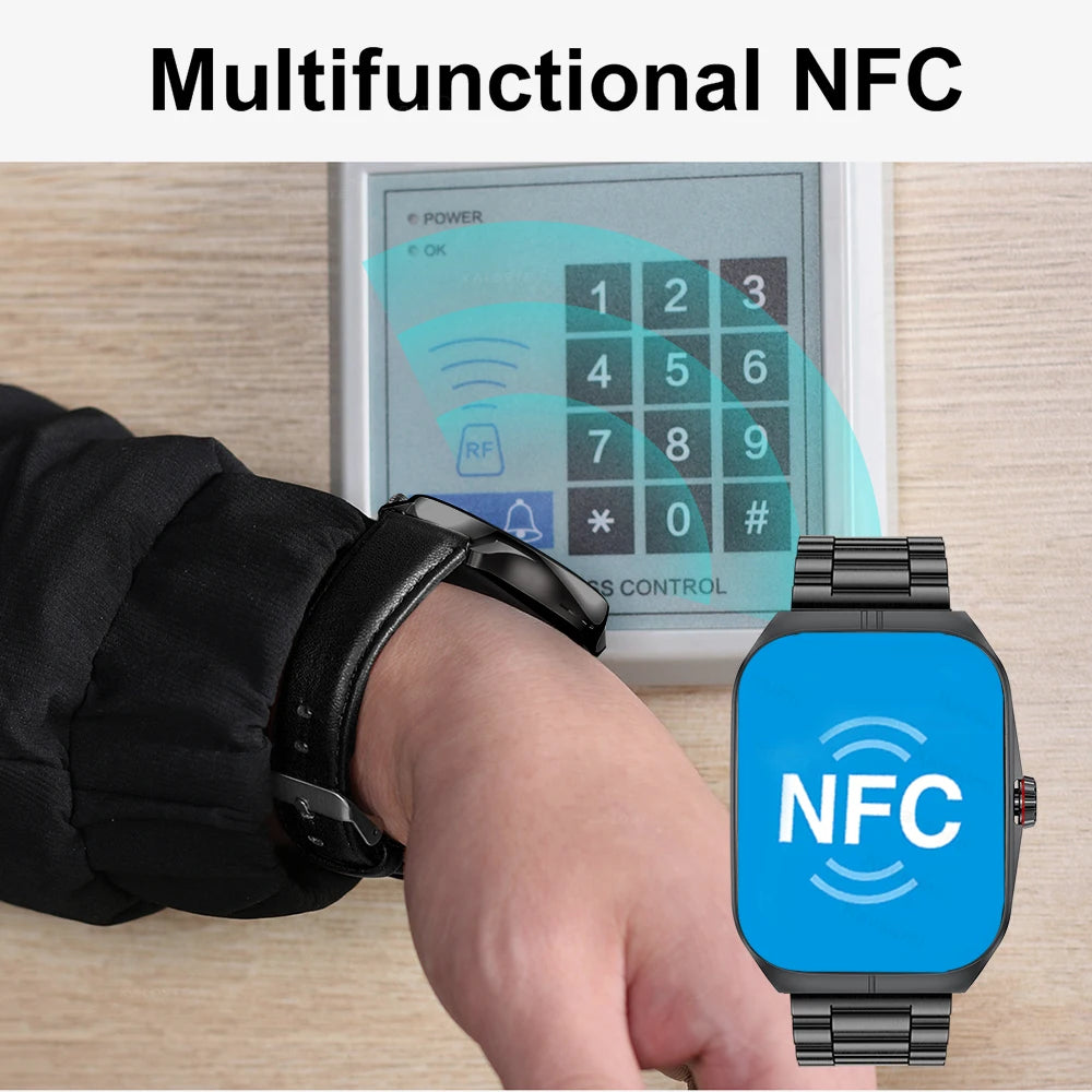 Smartwatch Men Women NFC AMOLED Screen Always Show Time Clock  Bluetooth Call IP68 Waterproof Smart Watch Sport Fitness Bracelet