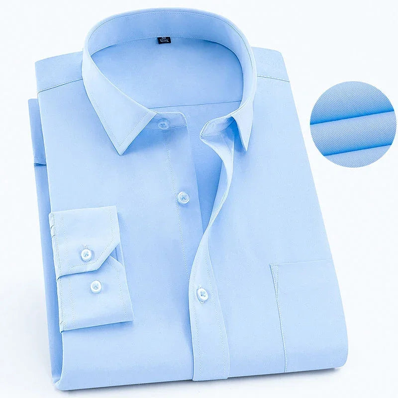 Men's Long Sleeved Shirt Business Casual Classic Plaid Striped Checked Purple Blue Male Social Dress Shirts for Man Button Shirt