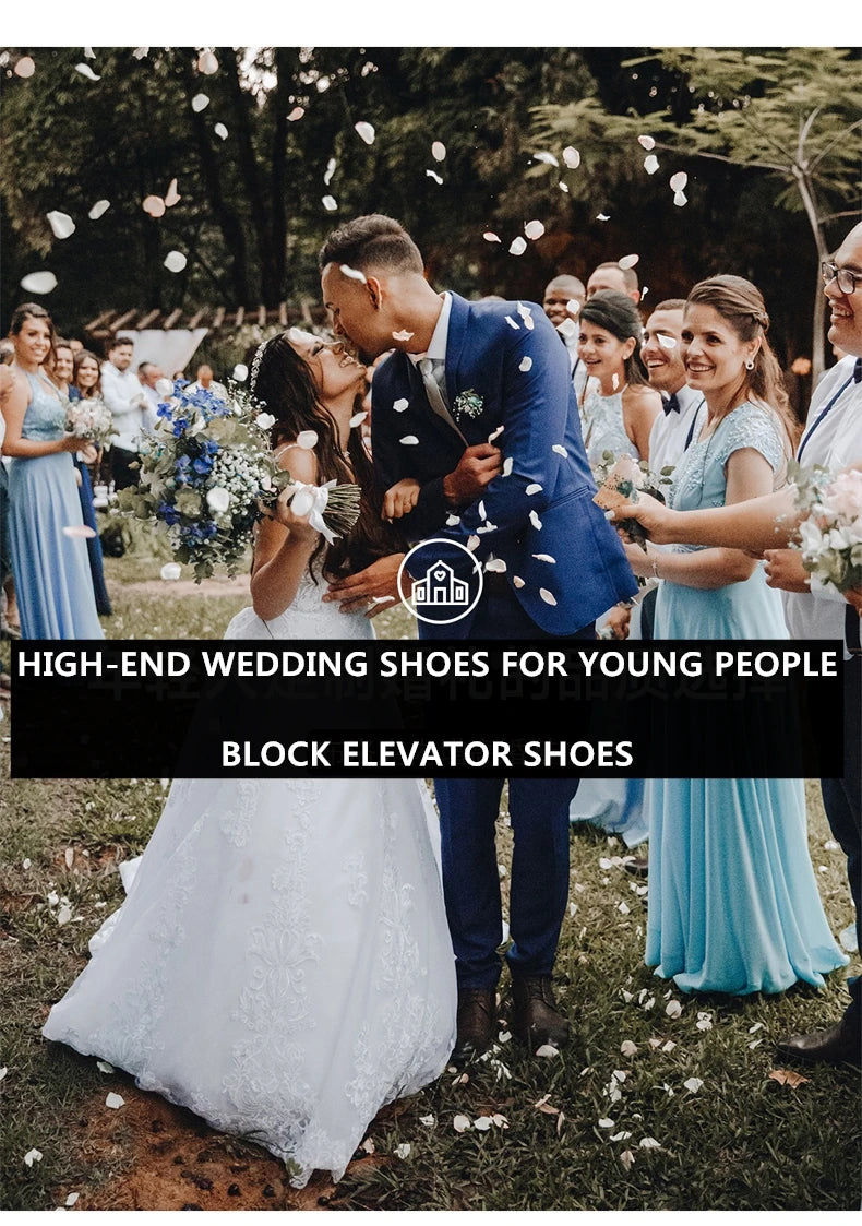 Men's Dress Brogues Elevator Shoes Platform Breathable Casual Business Luxury Genuine Leather Heightening Shoes 6 8CM Taller Man