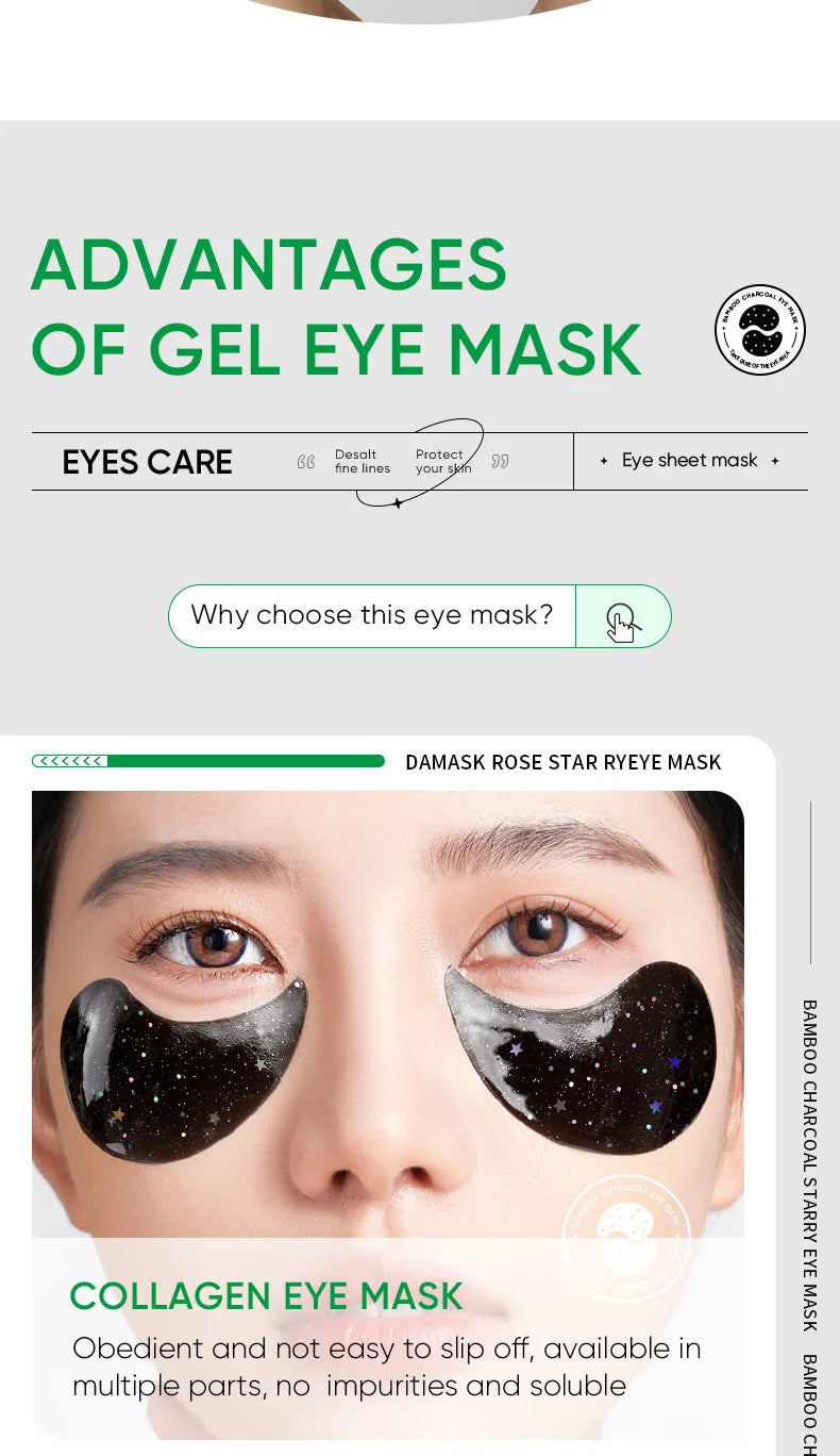 60pcs SADOER Rose Starry Collagen Eye Mask Anti Dark Circles Remove Eyes Bags Moisturizing Firming Eye Patches Eyes Skin Care