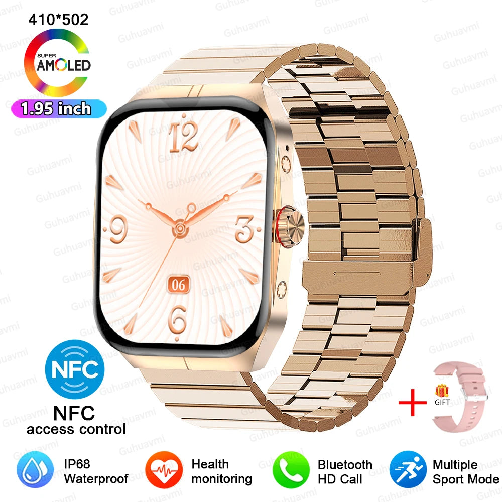 Smartwatch Men Women NFC AMOLED Screen Always Show Time Clock  Bluetooth Call IP68 Waterproof Smart Watch Sport Fitness Bracelet