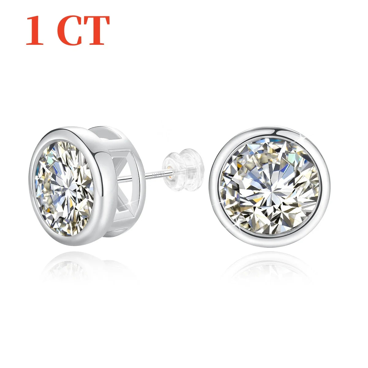 Genuine 18K Gold Moissanite Stud Earrings 2ct Diamond Earrings Classic Trendy for Women Wedding Gifts Fine Jewelry