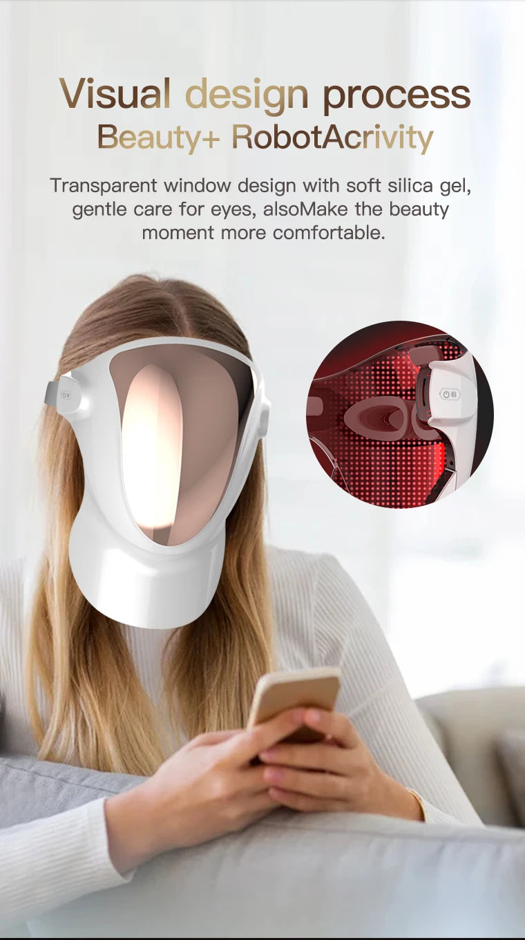807 Nano Lamp LED Facial Mask With LED Light Therapy 3 Color Red Light Therapy Anti-Aging Mask Full Face With Neck Beauty Health