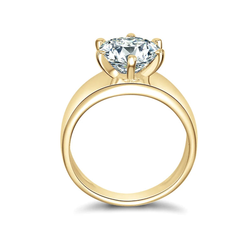 Lnngy Certified 10K Real Gold Moissanite Ring With GRA for Women 9MM 3.0 Carat Lab Created Diamond Solitaire Rings Punk Jewelry