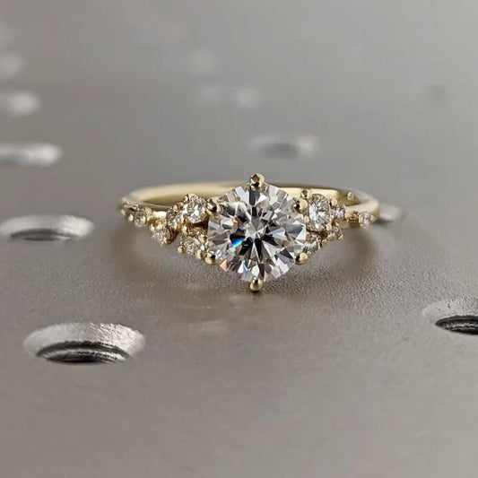 14k Plated 1-3CT All Moissanite Rings for Women Sparkly Luxury Wedding Diamond Band 925 Sterling Silver Jewelry GRA Certificate