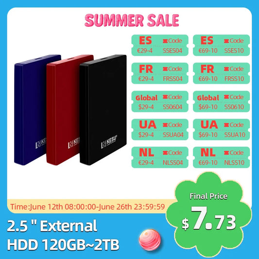 KESU HDD 2.5" Portable External Hard Drive 2tb/1tb/500gb/750gb USB3.0 disk memory  for PC tablets PS4 notebook Desktop Computer
