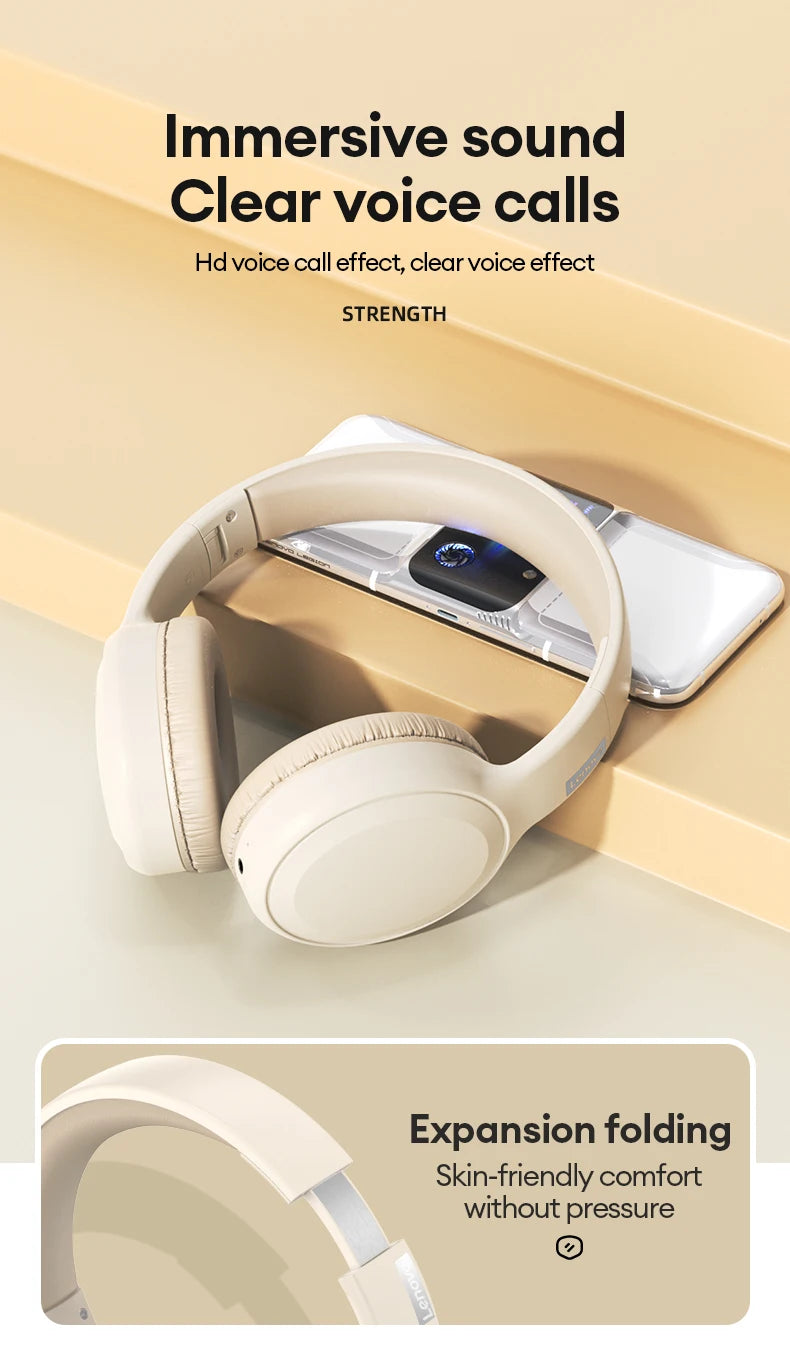 Choice Lenovo TH30 Wireless Bluetooth 5.3 Headphone Sport With Mic Music Headset Foldable Low Latency Gaming Earphone For Xiaomi