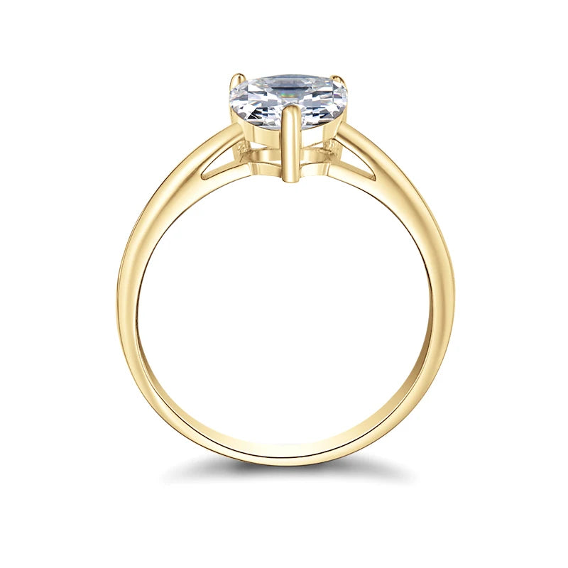 Lnngy 2024 Trend 10K Pure Gold Solitaire Rings Exquisite 7*7mm Heart Shaped Moissanite Rings For Couples Wedding Jewelry Gift