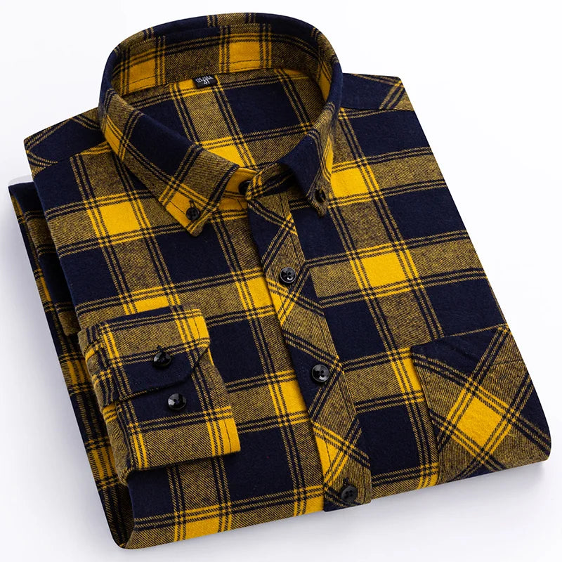 plus size 8XL100%cotton sanding long-sleeve shirts for men slim fit casual plain shirt soft palid tops designer elegant clothes