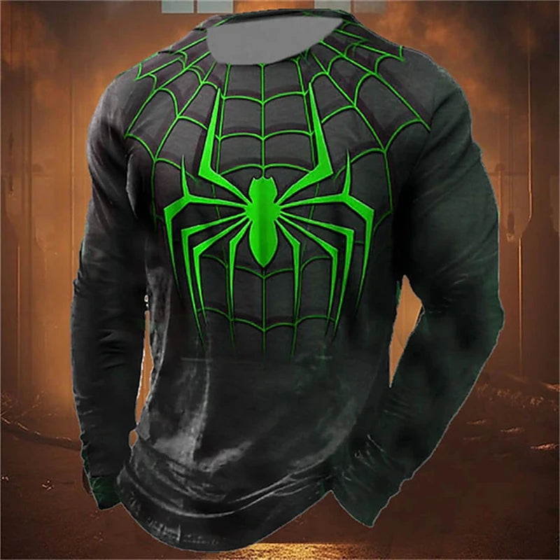 Fashion Spider 3D Print Men O-Neck T-shirt Casual Streetwear Long Sleeve Oversized T Shirts Fashion Tops Trend Men Clothing