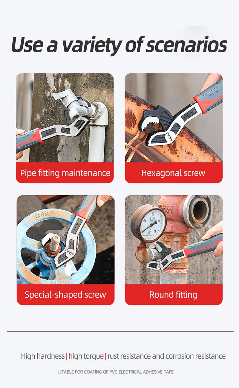 AIRAJ Universal Wrench Multi-Function Adjustable Wrench Fast Wrench CR-V Bathroom Pipe Wrench Plumber Multi Hand Tool
