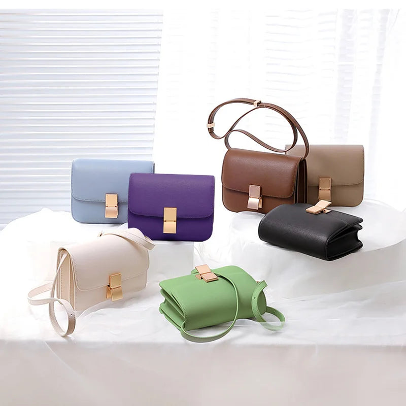 Women Shoulder Bag Female Split Leather Ins Vintage Messenger Lady Small Square Palm Texture Printing Box Flap Underarm Bag 2022
