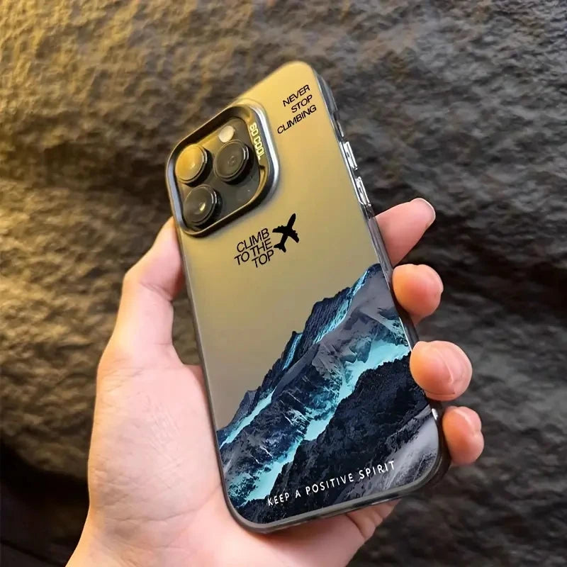 Mountain Peak Aircraft Phone Case for IPhone 16 14 15 11 12 13 Pro Max 16E 7 8 Plus SE 2 XR X XSMAX Shockproof Sunset IMD Cover
