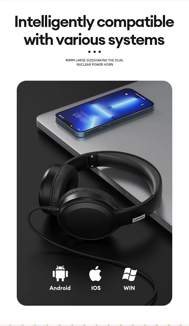 Choice Lenovo TH30 Wireless Bluetooth 5.3 Headphone Sport With Mic Music Headset Foldable Low Latency Gaming Earphone For Xiaomi