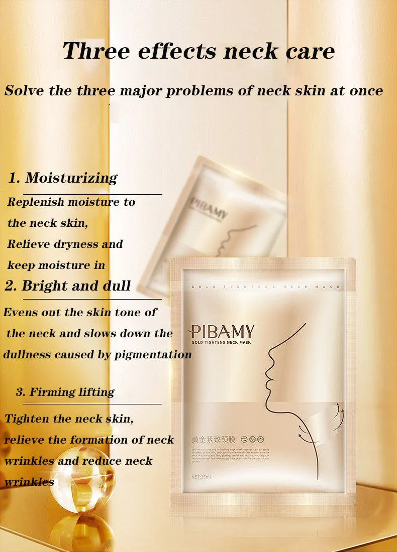 10pcs Gold Firming Neck Mask Moisturizing Nourishing Brightening Hydrating Neck skincare Masks Beauty Necks Skin Care Products
