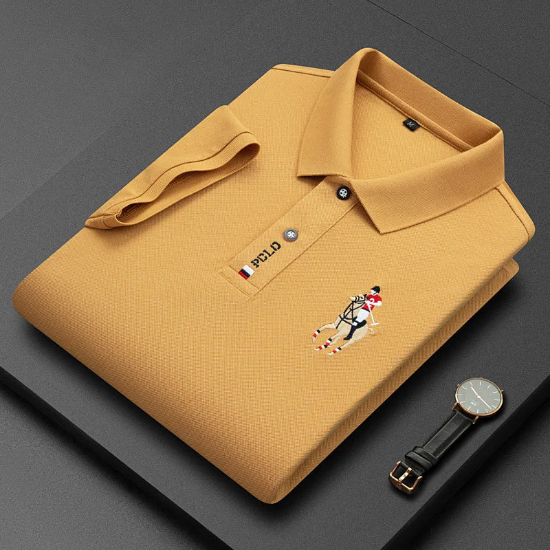 Brand Embroidered Men's Pure Cotton Popsicle Cotton Short Sleeved Polo Shirt Summer New Business Casual Breathable Men's Top 4xl