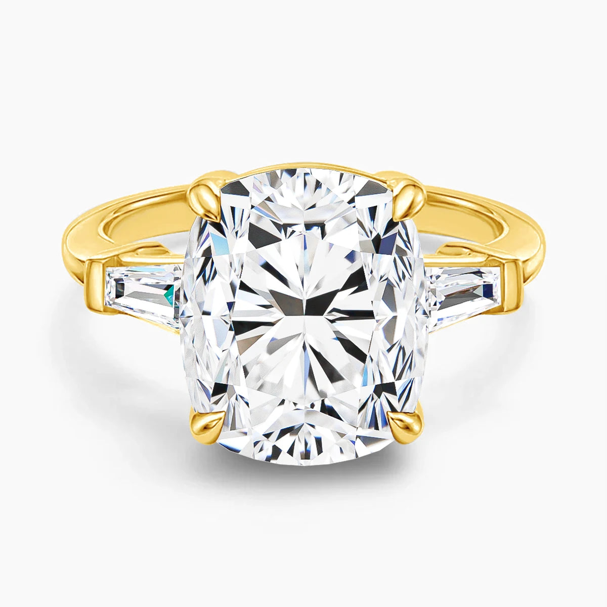 14K Gold Cushion Moissanite Engagement Ring 8.0CT VVS1 Clarity GRA Certified for Women Wedding Anniversary Gift Trendy Jewelry