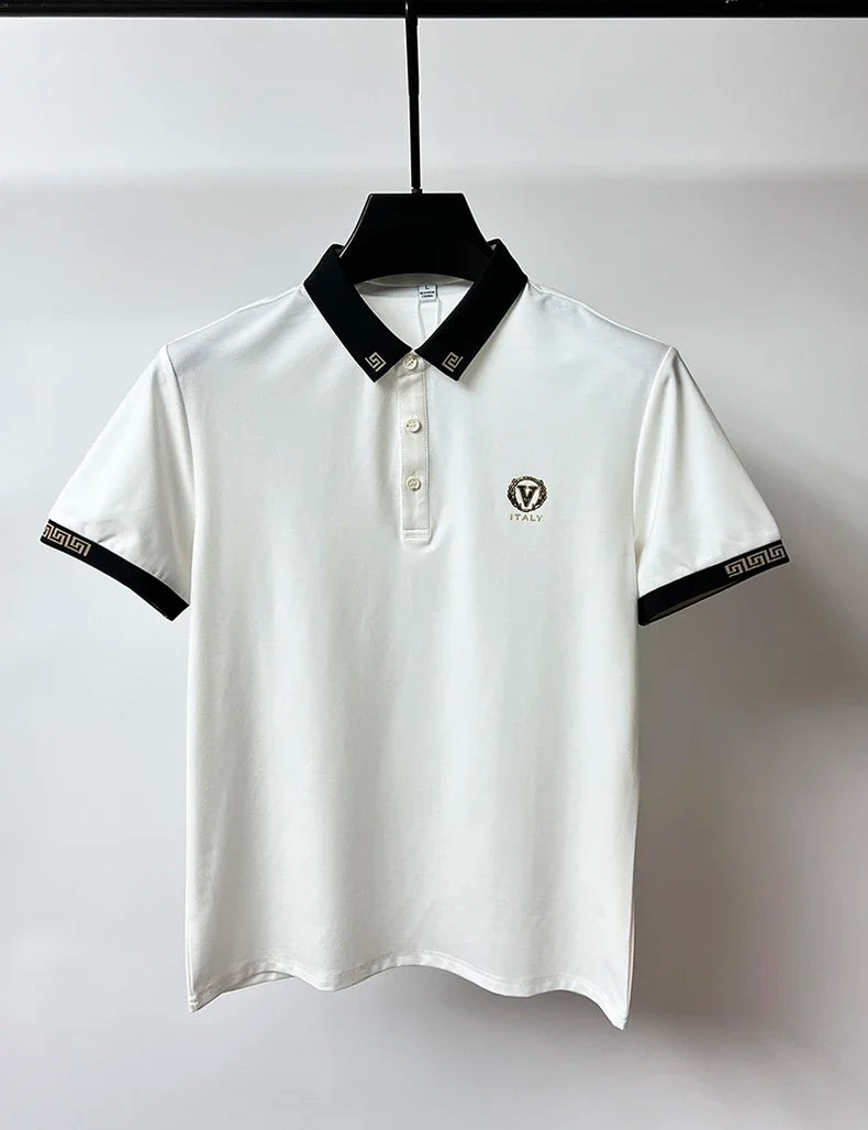 New Men Brand Exquisite Printed Polo Shirt Short Sleeve 2024 Summer Lapel Paul Designer Shirt Casual Ice Silk Breathable T-shirt