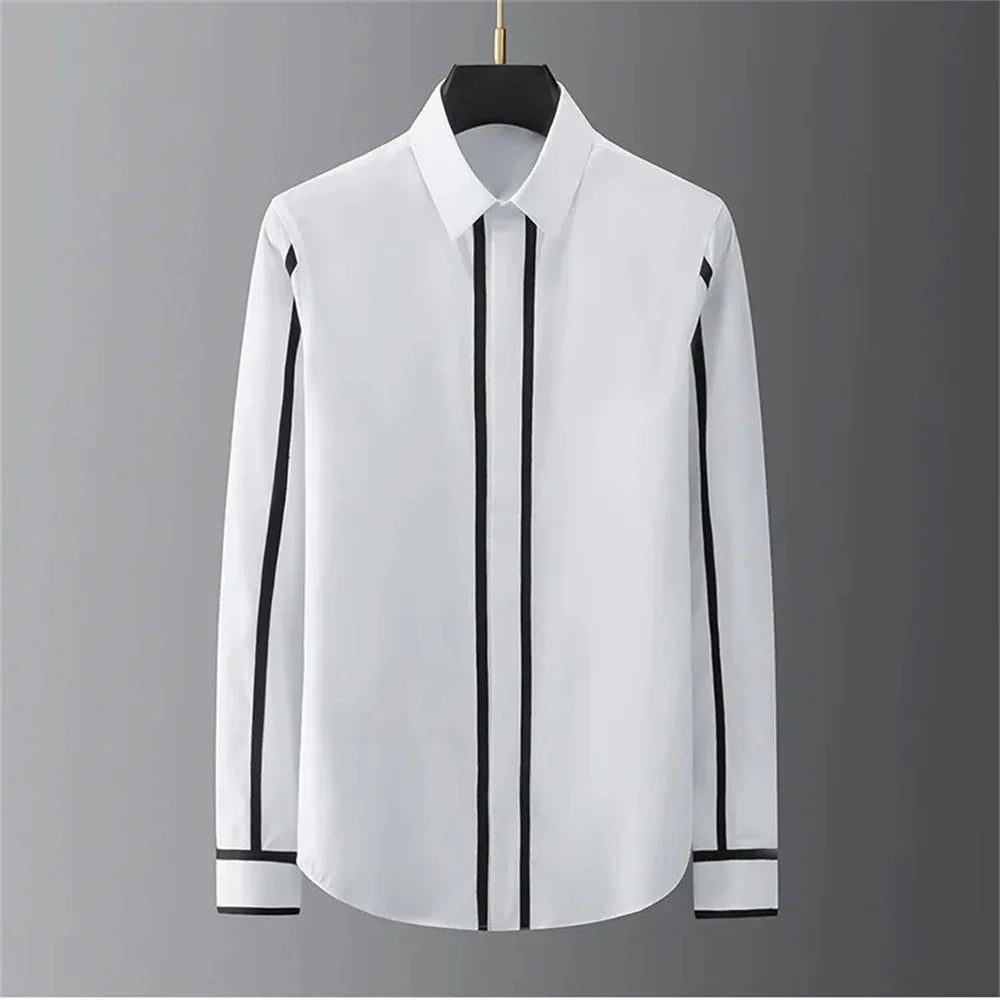 Basic Shirt Men's Long-sleeved Casual Shirt Fashion Trend High-end Plus Size Men's Clothing S-5XL funny shirt camisas masculino